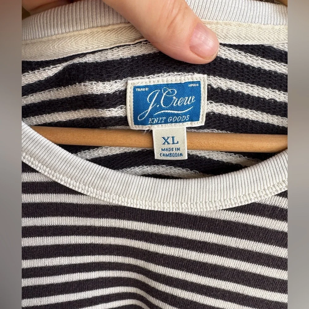 J.Crew Lightweight Sunfaded French Terry Sweatshirt in Stripe Size XL